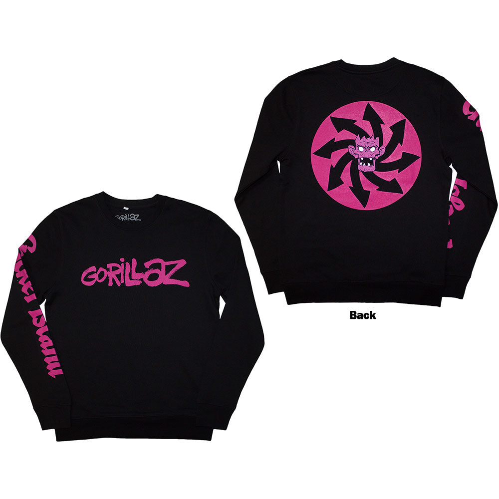 Gorillaz Unisex Sweatshirt Craker Island Pazuzu Spiral - Black