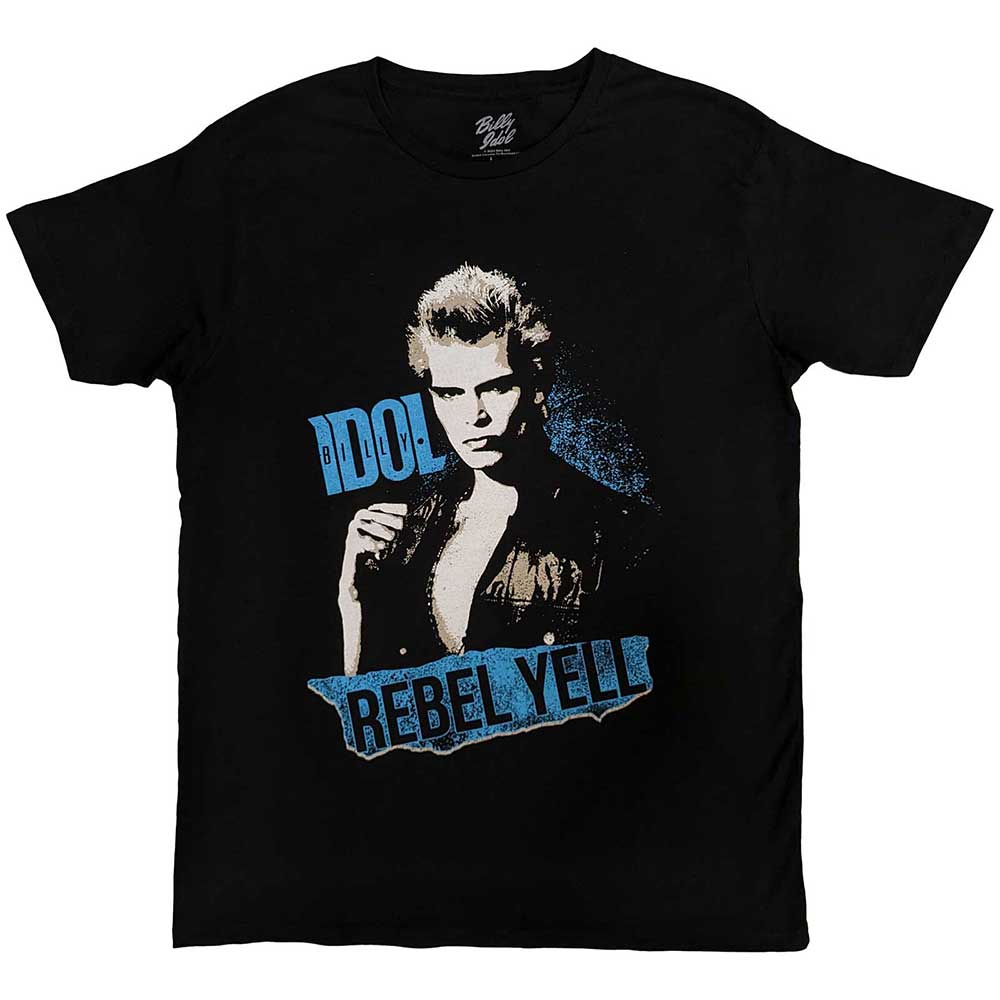Billy Idol Unisex T-Shirt Rebel Yell Blue - Black