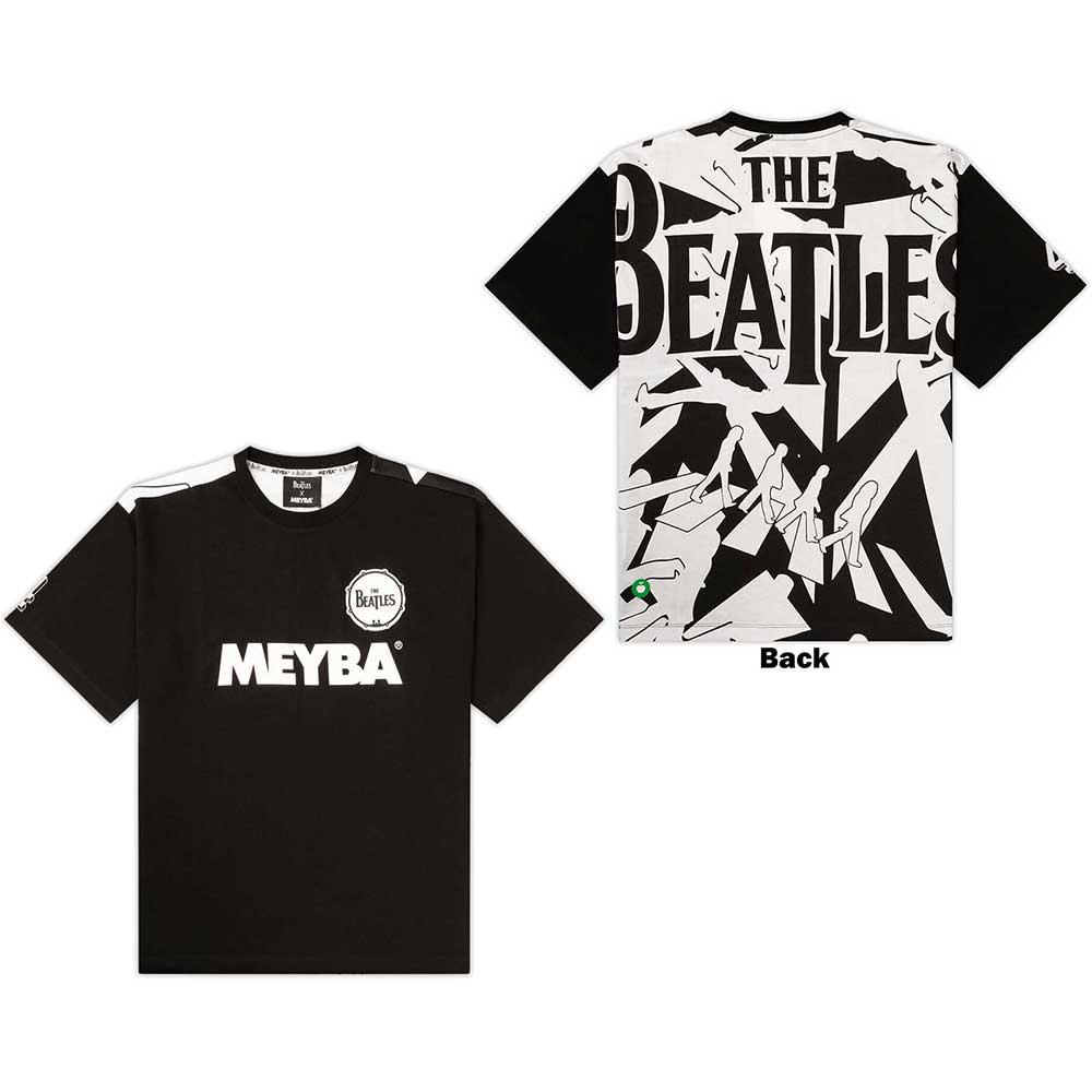 The Beatles Unisex T-Shirt Meyba Drum & Crossing All-Over-Print - Black