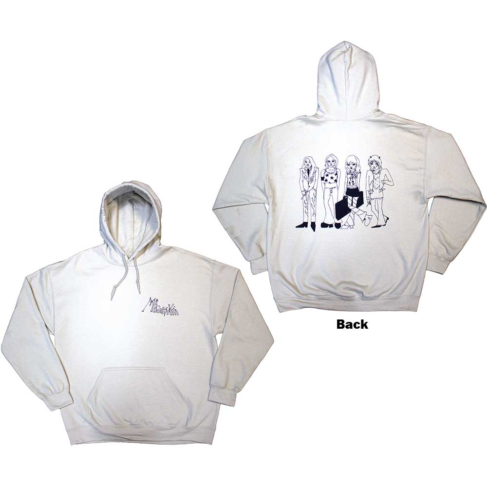 Maneskin Unisex Pullover Hoodie Pocket Logo & Mini Doodles - Sand