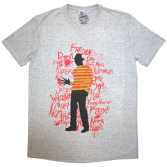 A Nightmare on Elm Street Unisex T-Shirt Freddy Scribble Font - Grey