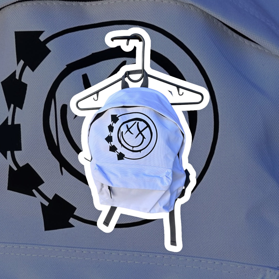 Kids blink 182 style white backpack