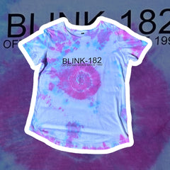 Women's Blink 182 style hand tie-dyed t-shirt