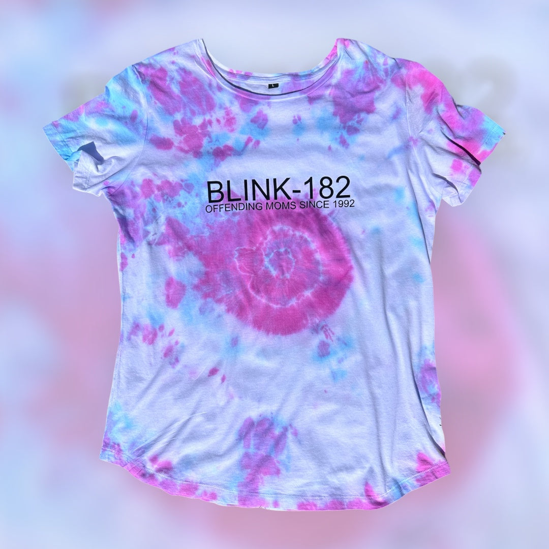 Women's Blink 182 style hand tie-dyed t-shirt