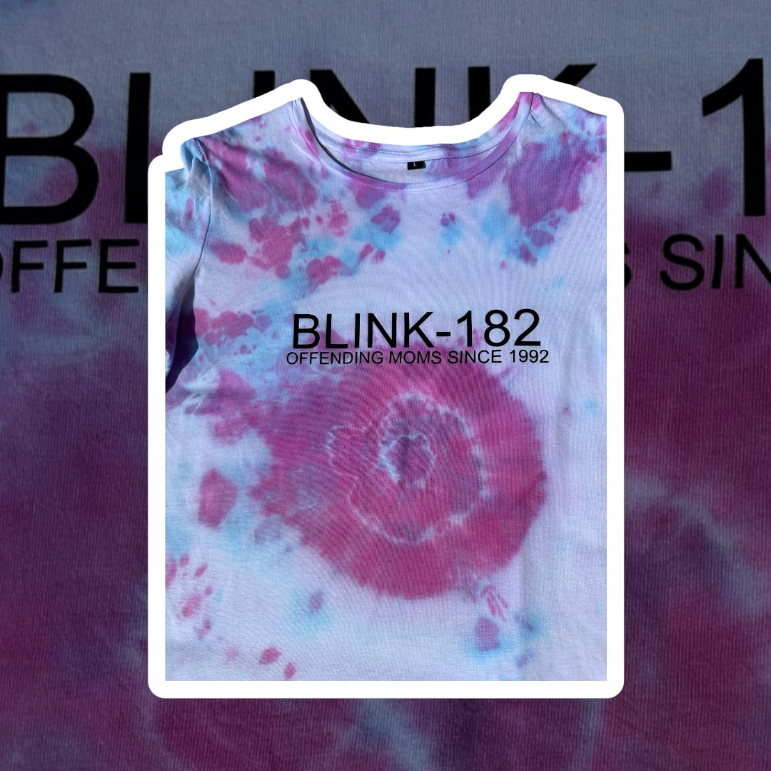 Women's Blink 182 style hand tie-dyed t-shirt