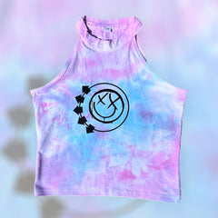 women's Blink 182 inspired halter neck hand tie dyed top