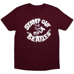 The Beatles Unisex T-Shirt Stamp Out The... - Maroon Red