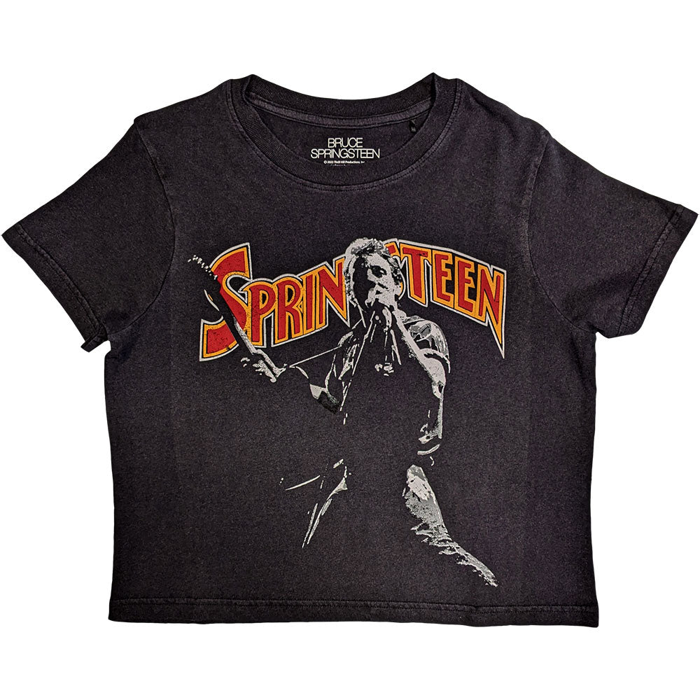 Bruce Springsteen Unisex Crop Top Stage Pose - Black