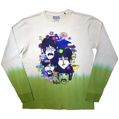 The Beatles Unisex Long Sleeve T-Shirt Yellow Submarine Heads Collage - Yellow