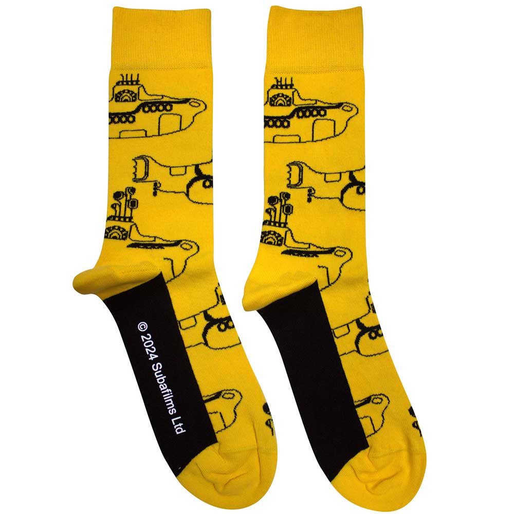 The Beatles Unisex Ankle Socks Sub Outline Repeat - Yellow