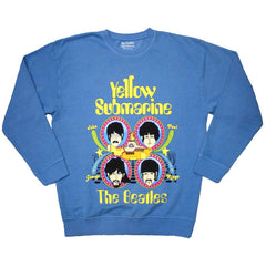 The Beatles Unisex Sweatshirt Yellow Submarine Heads In Circles - Blue