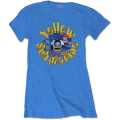 The Beatles Ladies T-Shirt Yellow Submarine Baddies - Blue