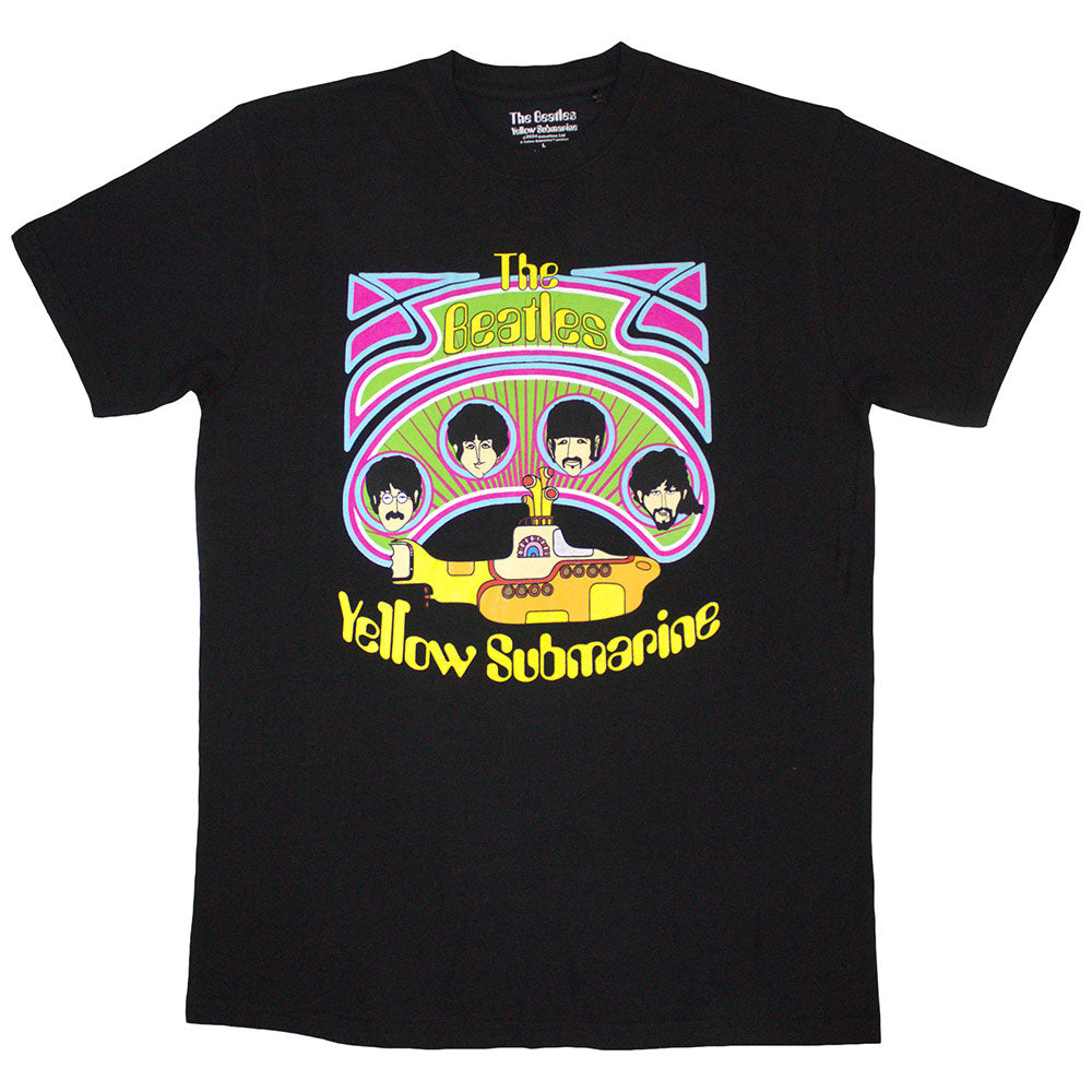 The Beatles Unisex T-Shirt Yellow Submarine Heads in Circles v2 - Black