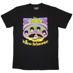 The Beatles Unisex T-Shirt Yellow Submarine Heads in Circles v2 - Black